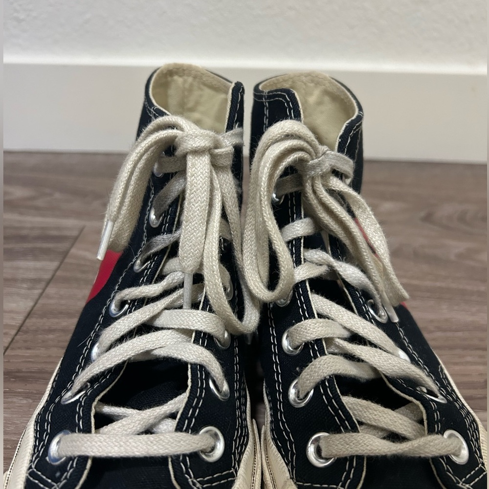 Converse Black High-Tops with Red Heart Accent - Picture 2 of 5